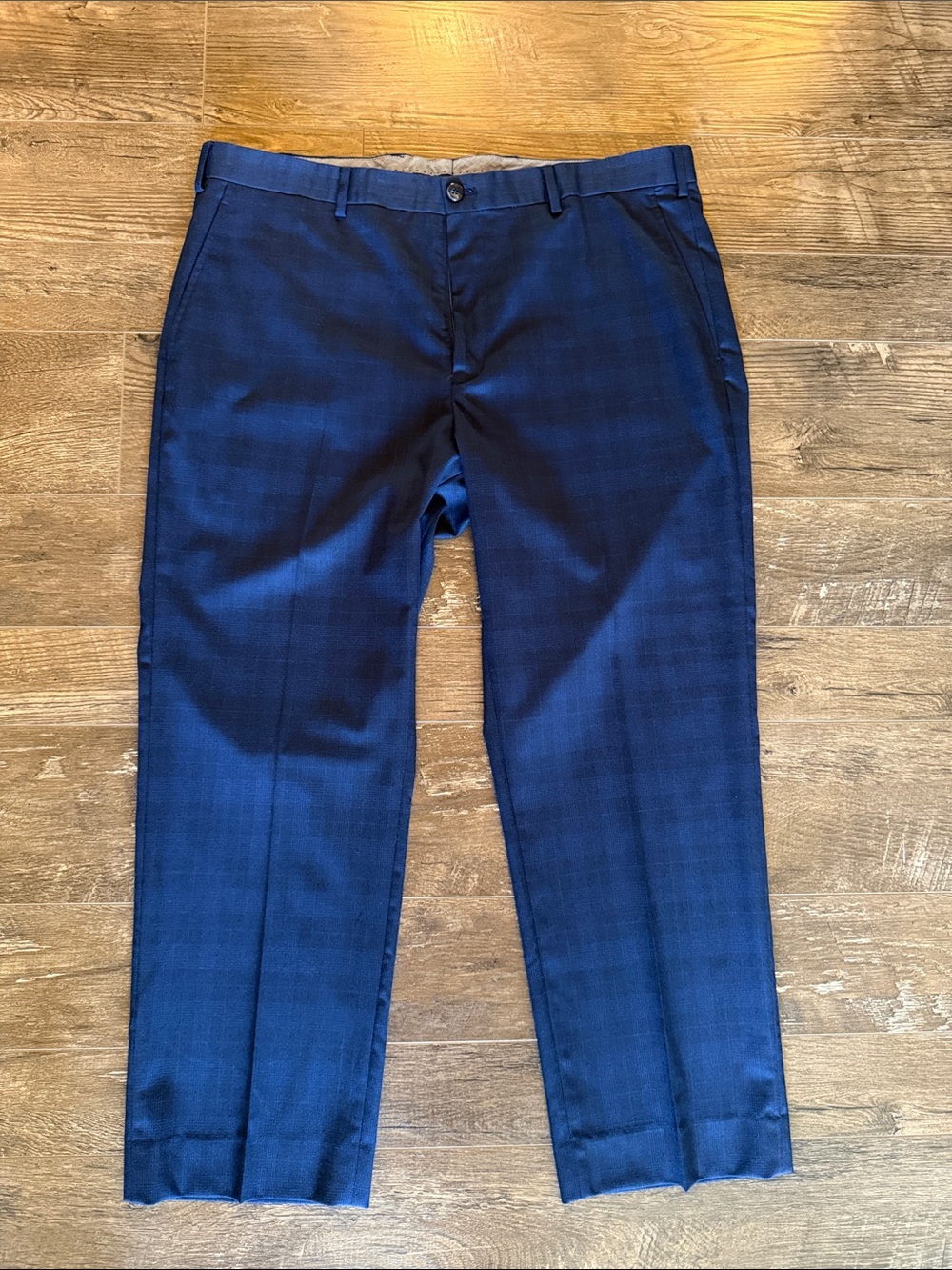 Hart Schaffner Marx Men’s Navy Dress Pants Size 38 with Windowpane pattern